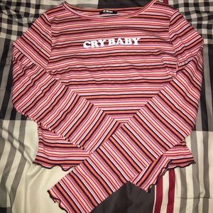 Dolls Kill Cry Baby Knitted Multi Color Crop Top